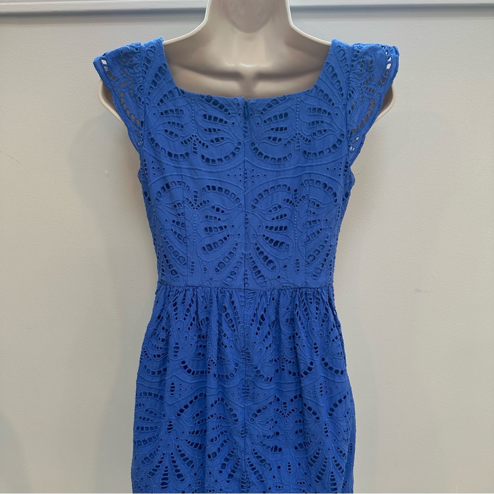 Talbots size 2p blue eyelet dress - Picture 6 of 10